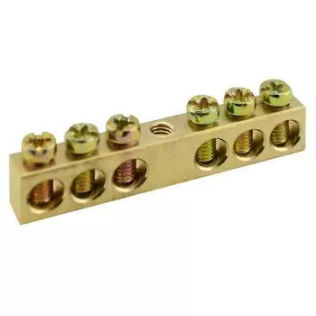Шина PEN TS-0609C 6х9 6 отверстий крепление по центру Энергия - Электрика, НВА - Щитки и аксессуары для монтажа - Шины нулевые - . Магазин оборудования для автономного и резервного электропитания Ekosolar.ru в Рыбинске