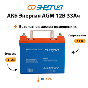 Аккумулятор для ИБП Энергия AGM 12v 33Ah - ИБП и АКБ - Аккумуляторы - . Магазин оборудования для автономного и резервного электропитания Ekosolar.ru в Рыбинске