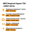 ИБП Энергия Гарант 750 + Аккумулятор S 40 Ач - 12В (450Вт - 49мин) - ИБП и АКБ - ИБП для котлов - . Магазин оборудования для автономного и резервного электропитания Ekosolar.ru в Рыбинске